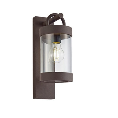 Luminosa Lighting Luminosa Sambesi Modern Outdoor Wall Lantern Rusty Ip44 With Dusk SensorUk Stock from B&Q