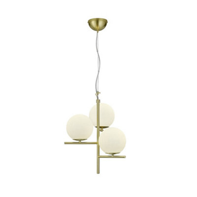 B&Q -  Luminosa Pure Modern 3 Light Multi Arm Pendant Ceiling Light Brass Matt