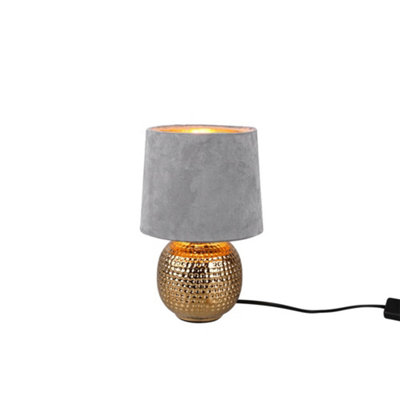 B&Q -  Luminosa Sophia Modern Table Lamp With Round Tapered Shade Gold Grey ShadeUk Stock