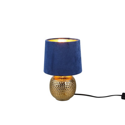 B&Q -  Luminosa Sophia Modern Table Lamp With Round Tapered Shade Gold Blue ShadeUk Stock