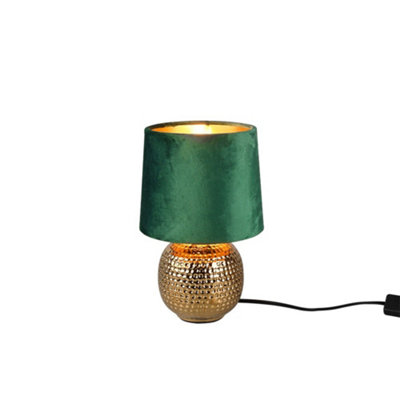 B&Q -  Luminosa Sophia Modern Table Lamp With Round Tapered Shade Gold Green ShadeUk Stock