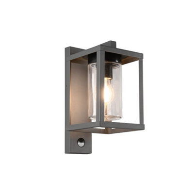 Luminosa Lighting Luminosa Lunga Modern Outdoor Wall Lantern Anthracite Ip44 With PirUk Stock from B&Q