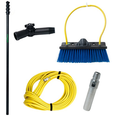 High Reach 6M 20Ft Highflow Water Fed Extendable Telescopic Durable Long Lasting Window Cleaner Pole With Hose & Brush By Unger