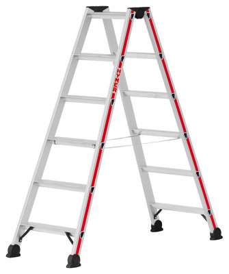 6 Step Hymer Aluminium Folding Double Sided Ladder from B&Q