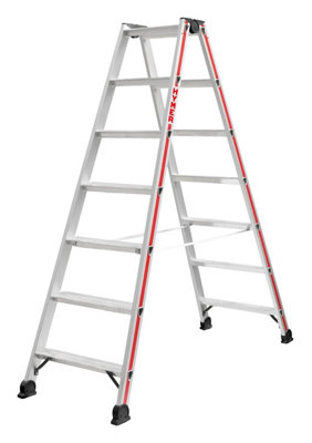 7 Step Hymer Aluminium Folding Double Sided Ladder from B&Q