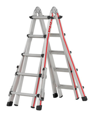 Hymer Red Line Telescopic Combination Ladder With Deployable Stabiliser Legs4X5 Rung (5.14M) from B&Q