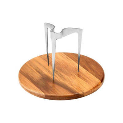 Rackhams Brown Burger Skewer 18/8 Stainless Steel With Wooden Plate 20Cm Diameter - 1 - Stainless Steel - Image 4