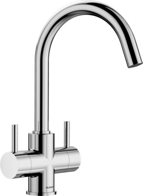 Blanco Camia Twin Lever High C Shaped Spout Mixer Tap Chrome from B&Q