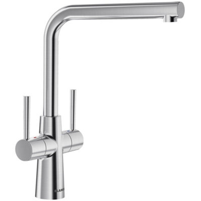 Blanco Lax Twin-Lever Swivel Spout Kitchen Mixer TapMatt Stainless SteelDeck-Mounted from B&Q