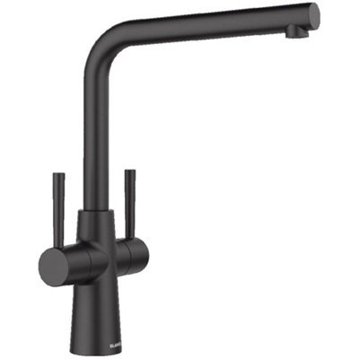 Blanco Lax Twin Lever Swivel Spout Kitchen Mixer TapMatt BlackDeck-Mounted from B&Q