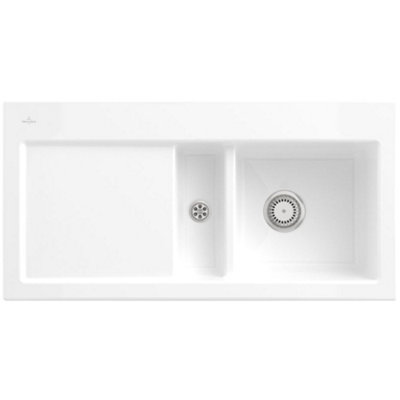 Villeroy-Boch Villeroy & Boch Subway 60 Flat 1.5 Bowl Ceramic Kitchen SinkWhiteInset/flush-FitNo Waste System from B&Q