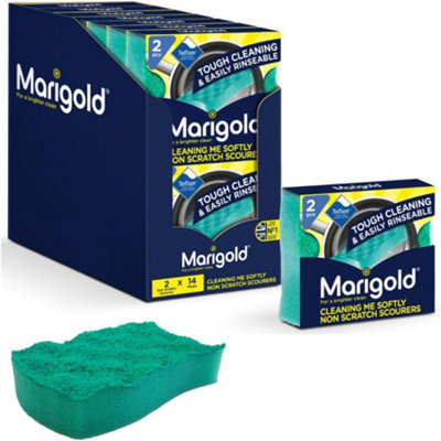 Marigold Cleaning Me Softly Non-Scratch Teflon Foam Back Scourer  14 Twin Pack from B&Q