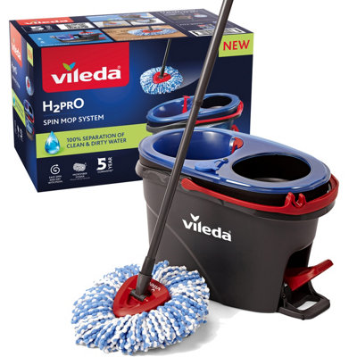 Vileda H2Pro Spinmop Complete Mop With 2 Refills Red Plastic - Image 7