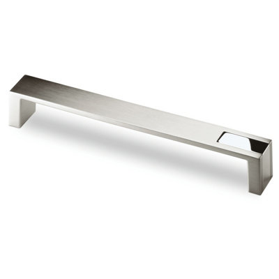 B&Q - Brushed Stainless Steel Kitchen Cabinet Handle Chrome Detail Door Drawer 192mm Centre  Pack Of 4  Prodecor Intra