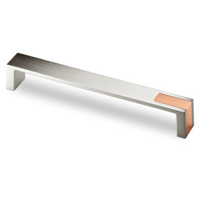 B&Q - Brushed Stainless Steel Kitchen Cabinet Handle Copper Detail Door Drawer 192mm Centre Pack Of 4  Prodecor Intra