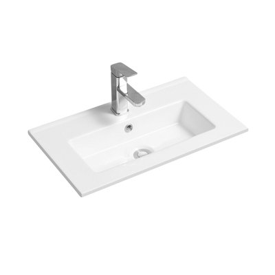 4024A Ceramic 61cm Thin Edge Inset Basin with Rectangular Bowl