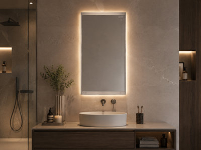 Geberit Bathroom MirrorOption Plus 400 X 700mm Silver Led IlluminatedFeaturing Demister501.070.00.1 from B&Q