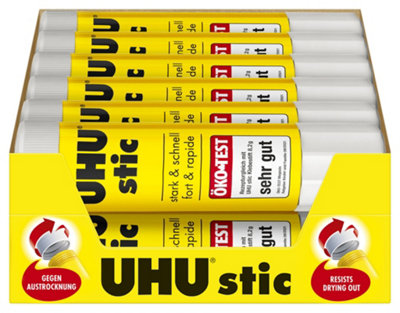 Uhu Stic Glue Stick Solid Washable Non-Toxic 21G Ref 45611 Pack Of 12 from B&Q