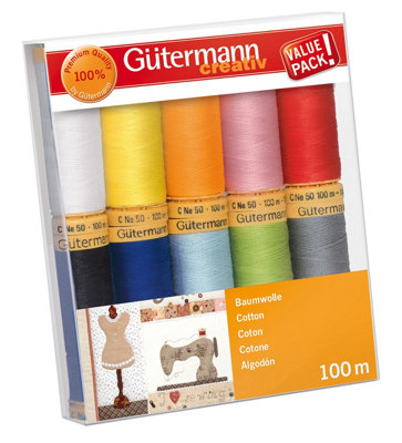 Groves Of Thames Thread Set: Natural Cotton C. No.50: 10 X 100M: Colour Assortment 2 from B&Q