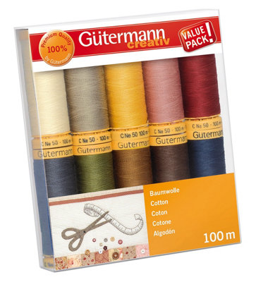 Groves Of Thames Thread Set: Natural Cotton C. No.50: 10 X 100M: Colour Assortment 3 from B&Q