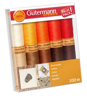 Groves Of Thames Thread Set: Natural Cotton C. No.50: 10 X 100M: Colour Assortment 4 from B&Q