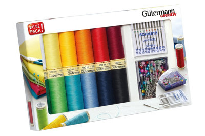 Groves Of Thames Tset S/a 12X100M NdlsThread Set: Sew-All: 12 X 100M10 X Universal Machine Needles And Pearl Head Pins: AssortedGutermann from B&Q