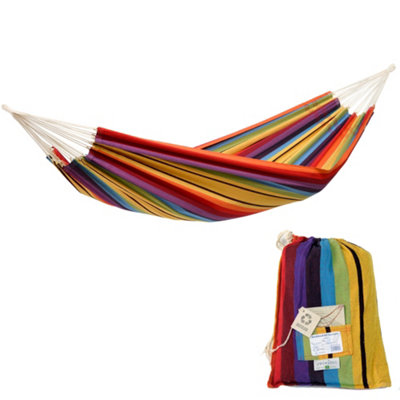 Amazonas Barbados Rainbow Double Cotton Traditional Garden Hammock With Bag