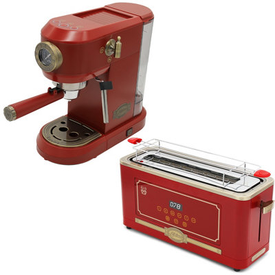 Kaiser Empire Espresso Coffee Machine & Toaster Bundle (Bordeaux Red)
