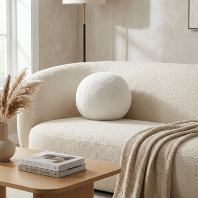 Garden Greatness Evie Teddy Boucle Blanc Round Cushion from B&Q