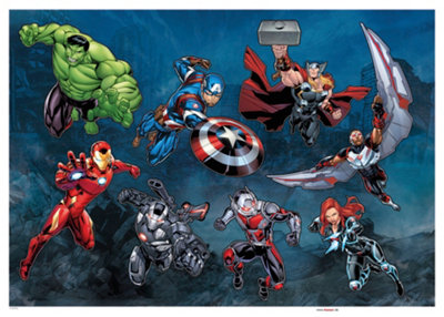 Komar Marvel Avengers Crew Self-Adhesive Vinyl Foil Wall Stickers Pack Of 8
