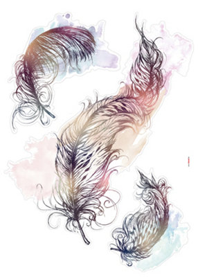 B&Q -  Watercolour Feathers Inspiration Self-Adhesive Wall Stickers