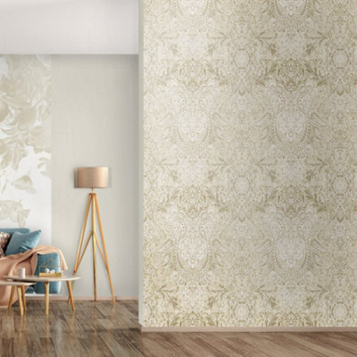 Galerie Tropical Collection Pine Nut Tahiti Inspired Damask Wallpaper Roll from B&Q