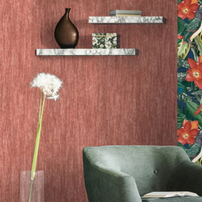 Galerie Tropical Collection Red Apple Tuvalu Plain Texture Effect Design Wallpaper Roll from B&Q