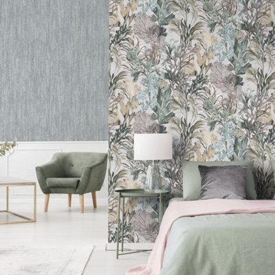 Galerie Tropical Collection Mushroom Bora Bora Coral Inspired Wallpaper Rolll from B&Q