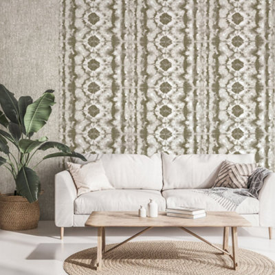 Galerie Crafted Bronze Glimmery Batik Geometric Design Wallpaper Roll from B&Q