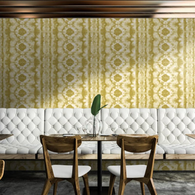 Galerie Crafted Gold Glimmery Batik Geometric Design Wallpaper Roll from B&Q