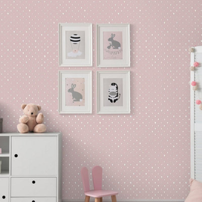 Galerie Great Kids Rose Smooth Glitter Hearts Wallpaper Roll from B&Q