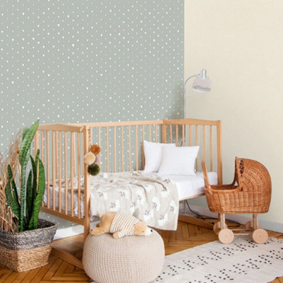 Galerie Great Kids Sage Smooth Glitter Hearts Wallpaper Roll from B&Q