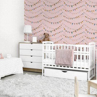Galerie Great Kids Rose Smooth Glitter Garland Wallpaper Roll from B&Q