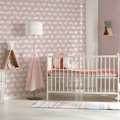 Galerie Great Kids Rose Smooth Glitter Sweet Sheep Wallpaper Roll from B&Q