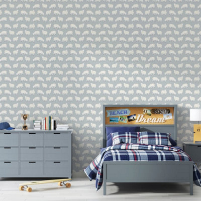 Galerie Great Kids Light Blue Smooth Glitter Sweet Sheep Wallpaper Roll from B&Q
