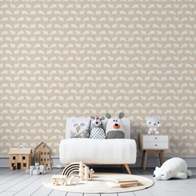 Galerie Great Kids Beige Smooth Glitter Sweet Sheep Wallpaper Roll from B&Q