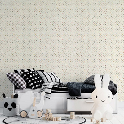 Galerie Great Kids White Smooth Glitter Watercolor Dots Wallpaper Roll from B&Q