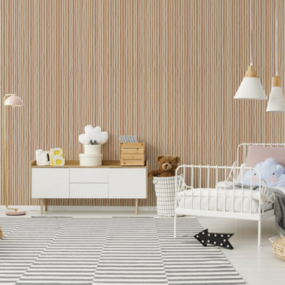 Galerie Great Kids Bronze Smooth Glitter Stripes Wallpaper Roll from B&Q