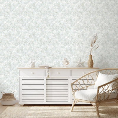 Galerie Azulejo Light Blue Bento Distressed Marble Crackle Wallpaper Roll from B&Q
