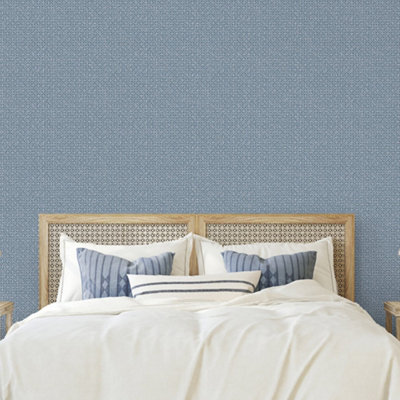 Galerie Azulejo Blue Sintra Distressed Geometric Design Wallpaper Roll from B&Q