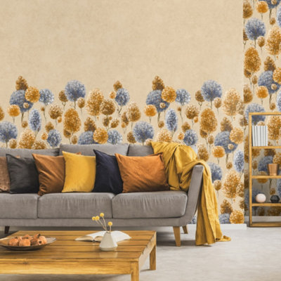 Galerie Julie Feels Home Brown Large Tilia Trees And Plain Twinwall 4-Panel Wall Mural from B&Q