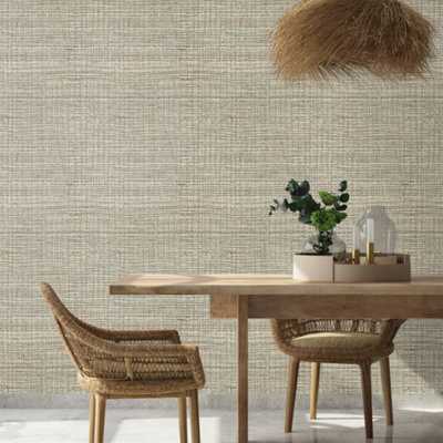 Galerie Salt Fondo Sage Wild Grass Effect Wallpaper Roll from B&Q
