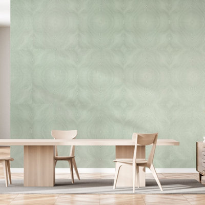 Galerie Slow Living Wasabi Green Flow Geometric 3D Embossed Glitter Wallpaper Roll from B&Q