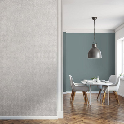 Galerie Urban Classics Frost Grey Soho Metallic Industrial Grid Wallpaper Roll from B&Q